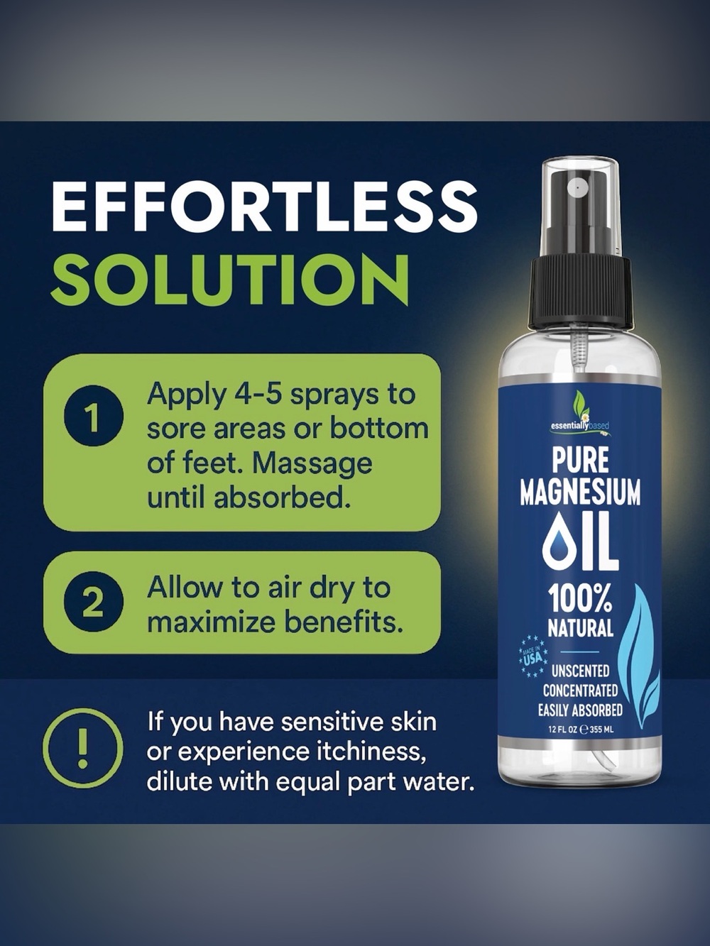 Essentiallybased Pure Magnesium Oil Spray 12 fl oz - Picture 4 of 4